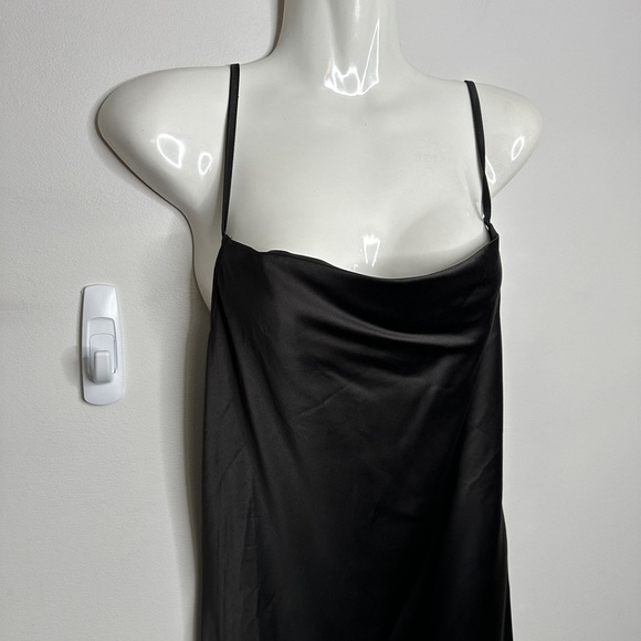 Sucrefas Women's Spaghetti Strap Dress Satin Sleeveless Cowl Neck - Picture 3 of 11